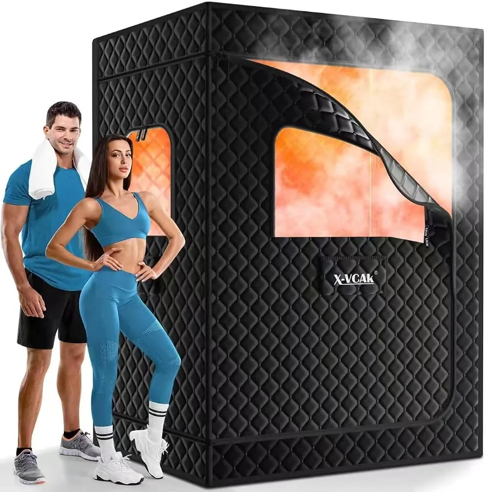 x vcak upgraded 2 person portable sauna 71x49x36 with 2 steamers